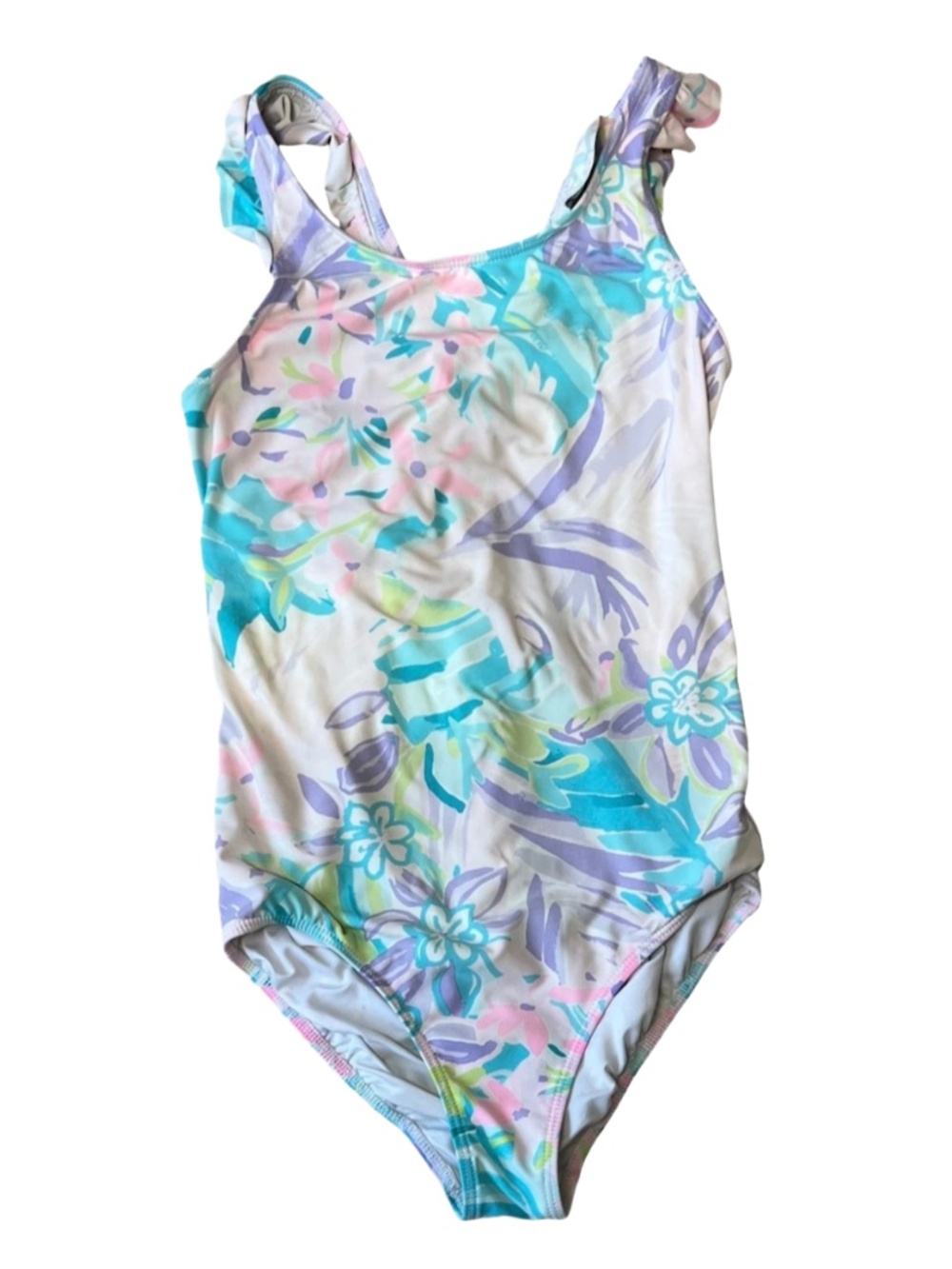 Lilly Pulitzer Girls Ariana UPF 50+ One-Piece Swimsuit Size 10 Pastel Floral